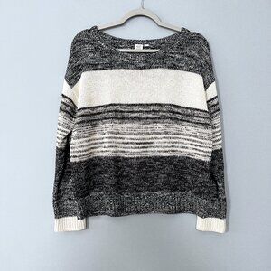 Gap Marled Cotton Sweater (Black/Cream) L